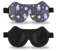 Yemiany Kids Eye Masks for Sleeping - 3D Sleep Masks with Adjustable Strap, Cute Kids Sleep Mask, Blackout for Sleeping, Cartoon Pattern Print Eye Covers Blindfold for Sleeping, Animal Astronaut