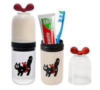 Yemiany Kids Toothbrush, 2 Pieces Cartoon Toothbrush Case, Toothbrush Holder Travel Kids Suitable for Camping, Daily Use, 6.5x17.5cm, White+Pink, White/Black, 23 x 7 cm, Fashion