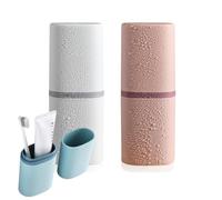 Yemiany Toothbrush Case, Toothbrush Holder Travel, 2 Pieces Scandinavian Style Plastic Toothbrush Covers with Diamond Shaped Surface, Suitable for Family, Students, Travelling Camping Use