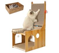YEMOO Cat Scratcher, Double Layer Cat Scratching Board, L Shaped Vertical Cat Scratcher for Wall and Couch Protection, Cat Cardboard Scratcher with 5 Ball Toys for Indoor Cats