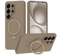 YEMORAN Designed for Samsung Galaxy Ultra Case 6.9'' with Magnetic Ring Stand[Compatible with Mag-Safe][Military-Grade Protection] Slim Liquid Silicone Ultra Case for Men Wowen,Desert Gold