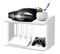 Yemotopro Projector Wall Mount Thickened Big Space Heat Dissipation 2 Layers Shelf for Projector, WiFi Router Projector Mount, Projector Shelf, Floating Wall Shelf White