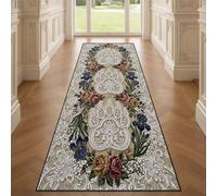 YEMYOR Bear Paw Carpet Runner 60x180cm, Vintage Rose Floral Runner Rug for Entryway, Rustic Bear Paw Print Long Carpet, Washable Non-Slip Rug for Kitchen Hallway Bedroom