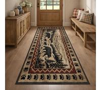 YEMYOR Black Bear Runner Rug for Hallway, Rustic Cabin Bear Paw Carpet Runner 100x300cm, Western Rustic Farmhouse Long Hall Carpet, Non-Shedding, for Laundry Room Entryway Bedroom
