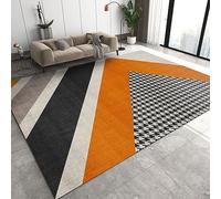 YEMYOR Classical Elegant Geometric Simplicity Carpet, Midcentury Fashion Black and White Orange Runner Rugs, Soft Machine Washable Carpet, For Living Room, Bedroom, Office-140x200cm