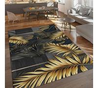 YEMYOR Creative Tropical Giant Leaf Decoration Area Rugs, Abstract Art Gold Leaf Texture Carpet, Soft Machine Washable Durable for Room Living Room Indoor Outdoor Hallway Carpet-80x150cm
