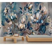 YEMYOR Flower Mural Wallpaper Vintage Blue and White Flower Wall Mural Beautiful Artistic Flowers Murals Bohemian Flowers Sofa TV Background Wallpaper For Living Room Bedroom-500x300cm