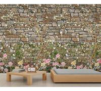 YEMYOR Flower Wall Mural European Romantic Flowers Living Room Mural Wallpaper Pink Flowers Vine Bedroom Murals Pastoral Flower Plant Wallpaper Non-Self-Adhesive-490x350cm