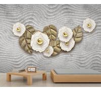 YEMYOR Flower Wall Mural Vintage Abstract Flower Living Room Mural Wallpaper European Luxury Flowers Leaf Bedroom Murals Abstract Geometric Art Background Wallpaper Non-Self-Adhesive-200x140cm
