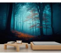 YEMYOR Foggy Forest Mural Wallpaper Nature Forest Tree Wall Mural for Room Decoration Modern Mystical Woods Wallpaper for Living Room Bedroom-500x350cm