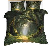 YEMYOR Forest Bedding Set, Forest Path Duvet Cover King Size, Fantasy Tree Cave Comforter Cover with Hidden Zipper-264 * 228CM