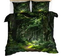 YEMYOR Forest Bedding Set, Green Forest Duvet Cover King Size, Natural Jungle Landscape Comforter Cover with Hidden Zipper-264 * 228CM