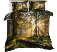 YEMYOR Forest Bedding Set, Sunlight Forest Duvet Cover Queen Size, 3D Nature Landscape Comforter Cover with Hidden Zipper-228 * 228CM