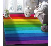 YEMYOR Gorgeous Bright Colorful Gradient Kids Room Play Rug, Boho Simple Rainbow Stripes Carpet, Soft, Comfortable, High Density Dust-Proof for Family and Pet Area Rugs -160x220cm
