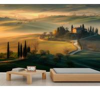 YEMYOR Grassland Mural Wallpaper Italy Country Landscape Wall Mural for Room Decoration Sunset Nature Wilderness Wallpaper for Living Room Bedroom-300x230cm