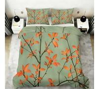 YEMYOR Leaf Duvet Cover, Orange Leaves Comforter Cover King 230x220 cm, Retro Oriental Tree Branch Bedding Set with Hidden Zipper