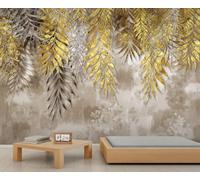 YEMYOR Leaf Mural Wallpaper Luxury Golden Leaf Kitchen Wall Mural Abstract Vine Leaves Murals Autumn Leaves Sofa TV Background Wallpaper For Living Room Bedroom-100x70cm