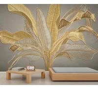 YEMYOR Leaf Wall Mural Large Golden Leaf Living Room Mural Wallpaper Tropical Plant Leaves Bedroom Murals Nordic Style Wallpaper Non-Self-Adhesive-100x70cm