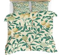 YEMYOR Lemon Leaf Comforter Cover, Lemon Floral Duvet Cover 230x220 cm, Tropical Fruits Flower Bedding Set with 2 Pillowcases