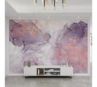YEMYOR Light Purple Marble Wallpaper, Abstract Purple Gold Marble Pattern Mural, Modern Irregular Pattern Mural, Wall Paintings, for Living Room Bedroom-390x260cm