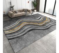YEMYOR Low-Key Luxury Gray Gold Wavy Line Decoration Runner Rugs, Modern Fashionable Non-slip Carpet for Living Room, Soft and Machine Washable, Suitable for Indoor Area Rugs-160x220cm