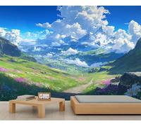YEMYOR Mountain Mural Wallpaper Blue Sky White Cloud Wall Mural for Room Decoration Spring Natural Landscape Wallpaper for Living Room Bedroom-500x300cm