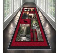 YEMYOR Rustic Cabin Carpet Runner 60x240cm, Rustic Bear Moose Runner Rug for Hallway, Southwestern Wildlife Long Area Rug Non-Slip, for Laundry Room Kids Bedroom
