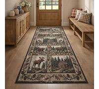 YEMYOR Rustic Cabin Runner Rug for Entryway, Western Rustic Bear Moose Carpet Runner 60x200cm, Country Farmhouse Wildlife Long Carpet, Washable Non-Slip Rug for Kitchen Hallway Bedroom