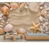 YEMYOR Sea Star Shell Murals Beach Shell Wallpaper Tropical Beach Murals Marine Life Wall Paintings for Living Room Bedroom-100x70cm