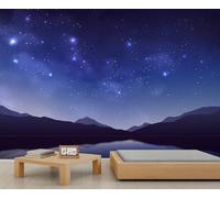 YEMYOR Star Mural Wallpapers Night Space Starry Sky Wall Mural Beautiful Star Ceiling Murals Starry Sky Mountain Natural Landscape Wallpaper Renter Friendly Wallpaper-500x350cm