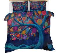 YEMYOR Tree of Life Duvet Cover, Abstract Plants Comforter Cover Single 135x200 cm, Country Botanical Bedding Set with Hidden Zipper