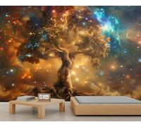 YEMYOR Tree of Life Mural Wallpaper Universe Galaxy Starry Sky Wall Mural Fantasy Space Tree of Life Murals Colorful Universe Nebula Sofa TV Background Wallpaper for Living Room Bedroom-200x140cm