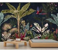 YEMYOR Tropical Plant Mural Wallpaper Vintage Palm Tree Leaf Wall Mural Jungle Animal Murals Tropical Rainforest Scenery Sofa TV Background Wallpaper For Living Room Bedroom-300x210cm