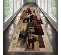 YEMYOR Western Bear Carpet Runner 120x300cm, Wild Animals Bear Moose Runner Rug for Hallway, Hunting Rustic Cabin Long Area Rug, Non-Slip, for Laundry Room Kids Bedroom