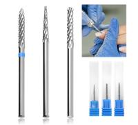 Yenblow 3/32" 5 in 1 Professional Carbide Nail Drill Bits Sets, 3 Pack Tungsten Safety Drill Bits Tech, Cuticle Bit Fast Remove for Manicurist Nail Salon Manicure Pedicure Gel Polishing (3 Shapes)
