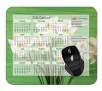YENDOSTEEN Calendar 2025 Year Mouse Pad,Daffodils Flowers Spring FlowerDesktop Notebook Mouse Mat for Working and Gaming