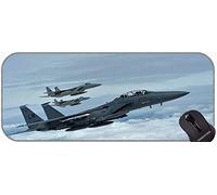 YENDOSTEEN Large Mousepad with Premium-Textured Cloth,Military F-15 Fighter Aircraft Desk Mat with Stitched Edge