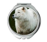 YENDOSTEEN Mirror,Makeup Mirror,Animal wolf predator pocket mirror,1 X 2X Magnifying