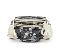 YENEWTU Halloween Graphic Bum Bag for Women Light Crossbody Bag | Skull Gothic Fancy Pack Belt Bag Trendy Shoulder Handbags Bum Bag for Daily Travel