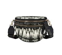 YENEWTU Halloween Graphic Bum Bag for Women Light Crossbody Bag | Skull Gothic Fancy Pack Belt Bag Trendy Shoulder Handbags Bum Bag for Daily Travel