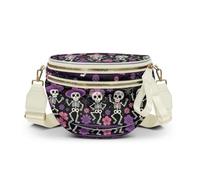 YENEWTU Halloween Graphic Bum Bag for Women Light Crossbody Bag | Skull Gothic Fancy Pack Belt Bag Trendy Shoulder Handbags Bum Bag for Daily Travel