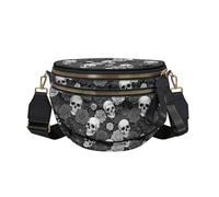 YENEWTU Halloween Graphic Bum Bag for Women Light Crossbody Bag | Skull Gothic Fancy Pack Belt Bag Trendy Shoulder Handbags Bum Bag for Daily Travel