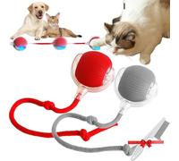 Yenhaly Automatic Dog Walker Toy, The Mellow Dog Automatic Dogs Walker, Interactive Rolling Dogs Ball, Smart Jumping Ball Self Moving Entertainment Toys for Home Alone (Red+Gray)