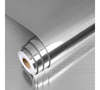 Yenhome Adhesive Film Furniture Silver Matt Metallic Extra Wide Self-Adhesive Film Furniture Silver for Kitchen Vinyl Worktop Kitchen Foils Brushed Stainless Steel for Table Cabinet Fridge 60 x 500 cm