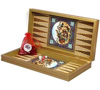Yenigun 20" Persian Pattern Laminated Compressed Wood Checkers Backgammon Set