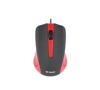 Yenkee YMS 1015RD USB Mouse with SUVA Cable, Ergonomic Design, for Home and Office, Cable Length: 1.25 m, Wired Mouse, Black/Red