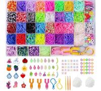 yenlk Loom Bands Kit with Charms Beads, 40 Grids Loom Rubber Bands Set for DIY Refill Friendship Bracelet Making Craft, Craft Kits Halloween X-mas Birthday Party Gift for Girls