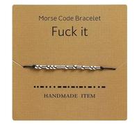 yenlk Morse Code Bracelet Beads on Silk Cord Bracelet Silver Secret Code Bracelet Gift