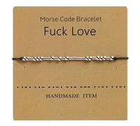 yenlk Morse Code Bracelet Beads on Silk Cord Bracelet Silver Secret Code Bracelet Gift