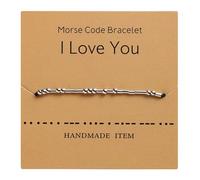 yenlk Morse Code Bracelet Beads on Silk Cord Bracelet Silver Secret Code Bracelet Gift (I love you)